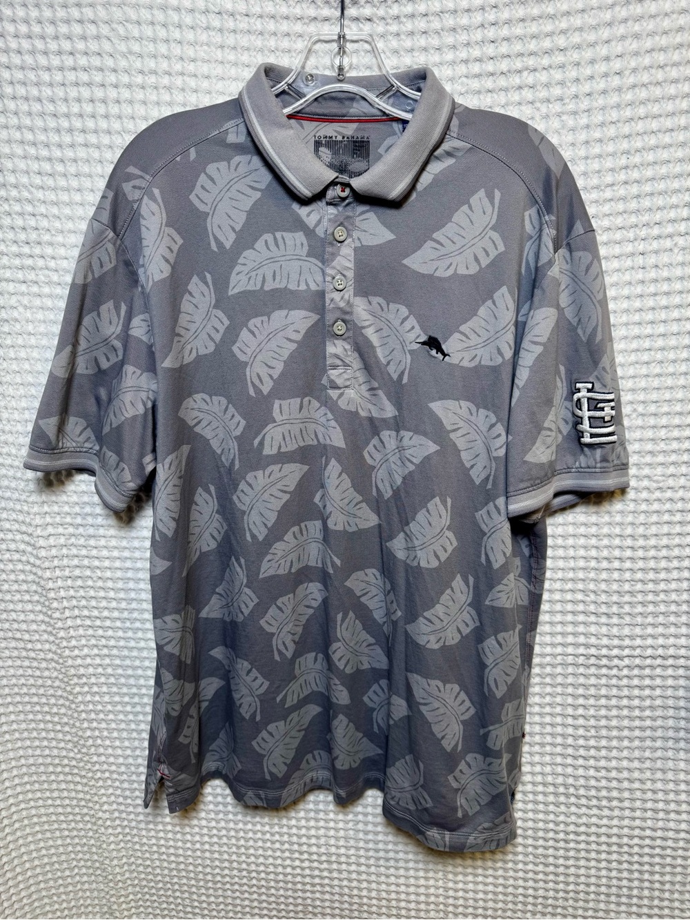 Tommy Bahama Gray Polo St. Louis Cardinals Embroidered Shirt- Size Large